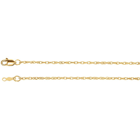 14k Yellow Gold 1.5mm Rope 7" Chain