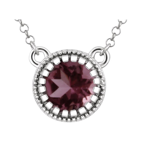 14k White Gold Pink Tourmaline "October" 18" Birthstone Necklace