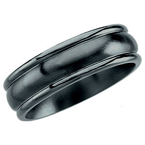 Black Titanium 7.5mm Grooved Band Size 11