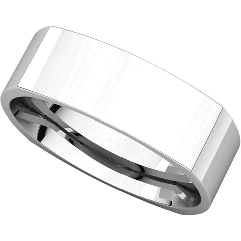 10k White Gold 6mm Square Comfort Fit Band, Size 10