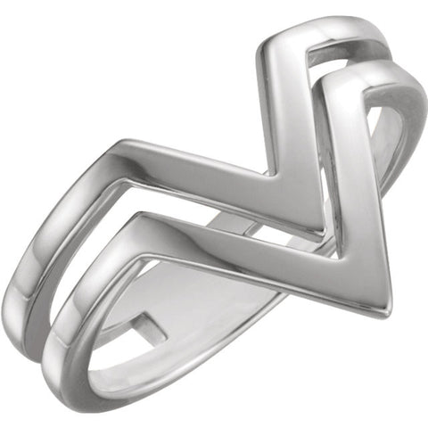 Sterling Silver Double Row "V" Ring, Size 7