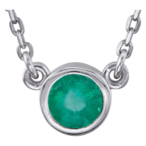 Sterling Silver Emerald Bezel 18" Necklace