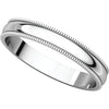 10k White Gold 3mm Light Milgrain Band, Size 4