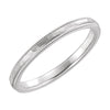 14k White Gold Flat Milgrain Comfort-Fit Satin & Hammer Finish 2mm Band, Size 7