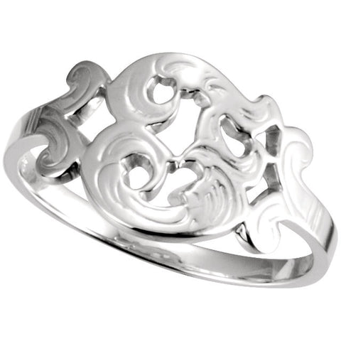 14k White Gold Initial Rings, Size 6