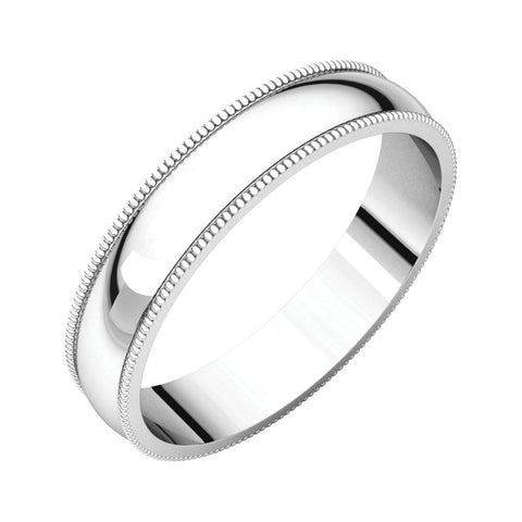 10k White Gold 4mm Light Milgrain Band, Size 14.5