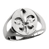 Men's Signet Ring With Fleur-De-Lis in 14K White Gold (Size 10)