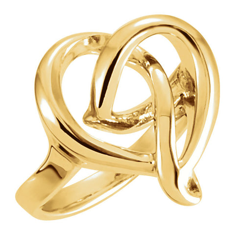 14k Yellow Gold Freeform Heart Ring, Size 6