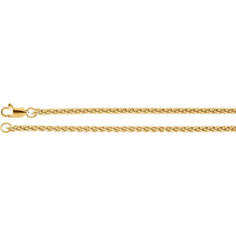 14k Yellow Gold 2.4mm Wheat 16" Chain