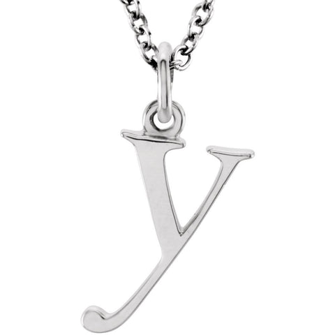 14k White Gold "y" Lowercase Initial 16" Necklace