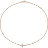 14k Rose Gold 1/5 ctw. Diamond Sideways Cross 16-18-inch Necklace