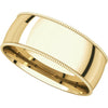 10k Yellow Gold 7mm Light Comfort Fit Milgrain Band , Size 11.5