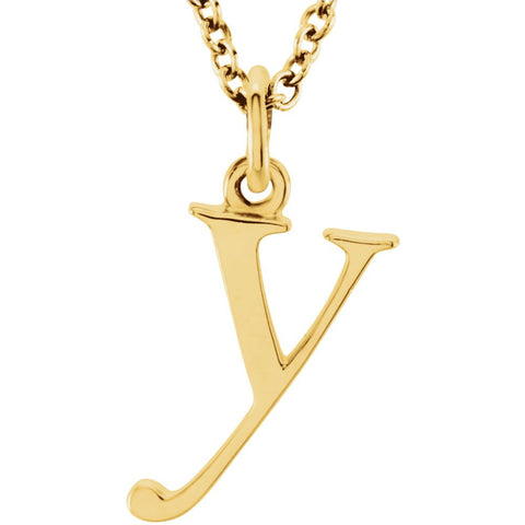 14k Yellow Gold "y" Lowercase Initial 16" Necklace