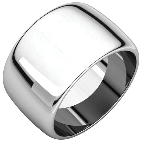 10k White Gold 12mm Half Round Band, Size 12.5