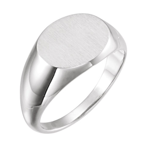 14k White Gold Signet Ring, Size 11