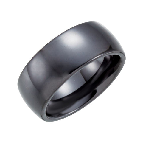 Black Ceramic 8mm Domed Band Size 4