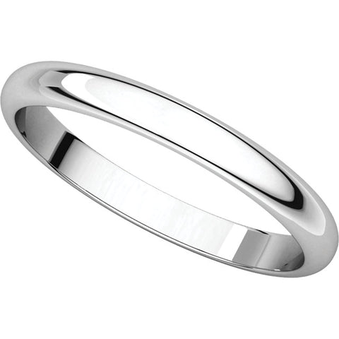 10k White Gold 2.5mm Half Round Band, Size 8.5