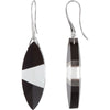 Pair of 38.00X13.00 mm Sterling Silver Onyx & Clear Quartz Earrings