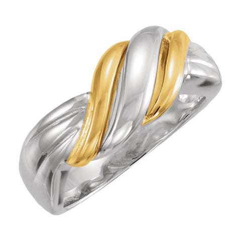 Sterling Silver & 14k Yellow Gold Freeform Ring, Size 7