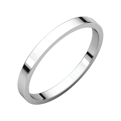 10k White Gold 2mm Flat Band, Size 5