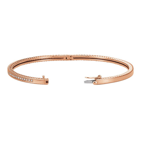 14k Rose Gold 1/3 CTW Diamond Bangle Bracelet