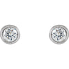 14k White Gold Bezel Set Solitaire Earrings