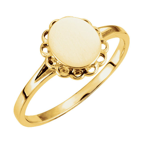 14k Yellow Gold Oval Signet Ring, Size 6