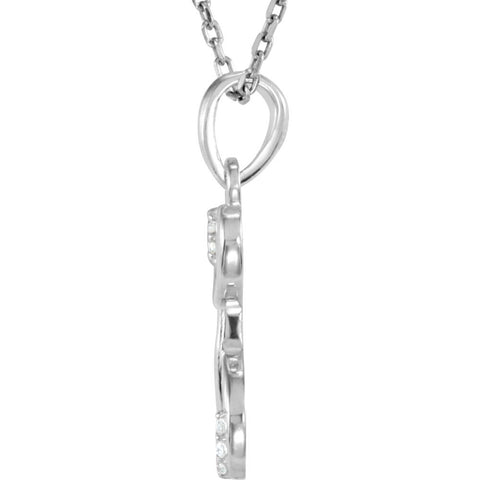 14k White Gold .03 CTW Diamond Letter "L" Script Initial 18" Necklace