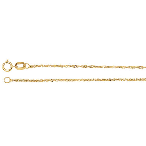 14k Yellow Gold 1mm Singapore 7" Chain