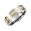 Titanium Wedding Band Ring with 14K Yellow Gold Inlay (Size 10.5 )