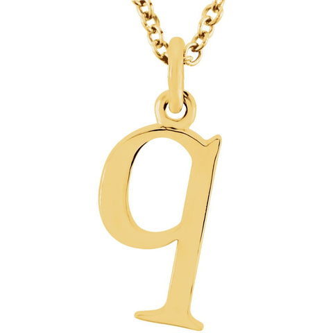 14k Yellow Gold "q" Lowercase Initial 16" Necklace