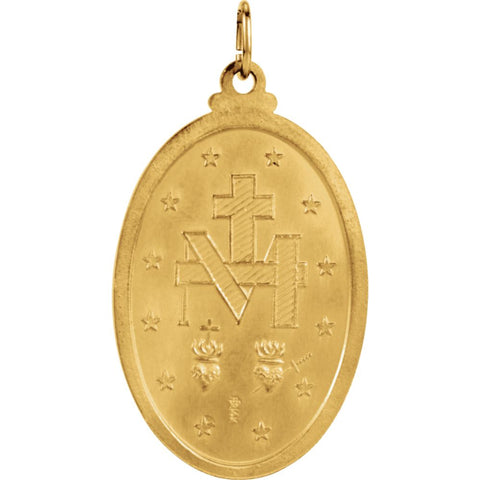 18k Yellow Gold 29x20mm Oval Miraculous Medal