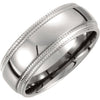 Titanium Ridged Wedding Band Ring with Double Milgrain (Size 7 )