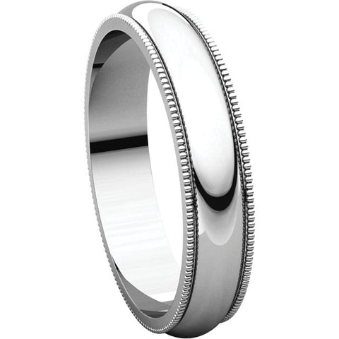 10k White Gold 4mm Milgrain Band, Size 5