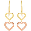 14K Yellow & Rose Heart Design Earrings