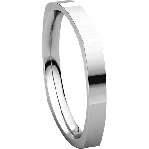 14k White Gold 2.5mm Square Comfort Fit Band, Size 11