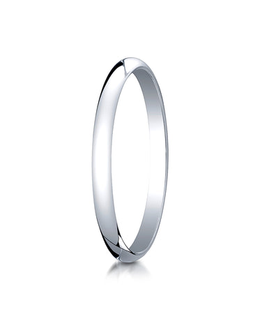 Benchmark 18K White Gold 2mm Slightly Domed Traditional Oval Wedding Band Ring (Sizes 4 - 15 )