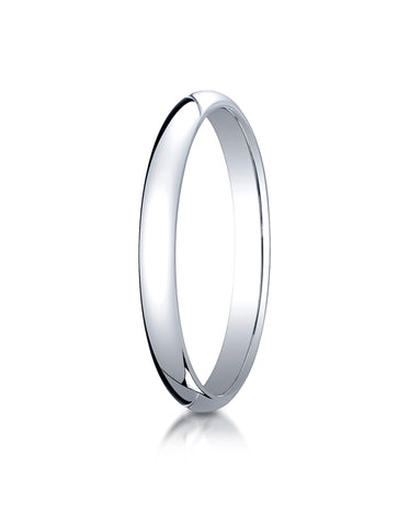 Benchmark 18K White Gold 2.5mm Slightly Domed Traditional Oval Wedding Band Ring (Sizes 4 - 15 )