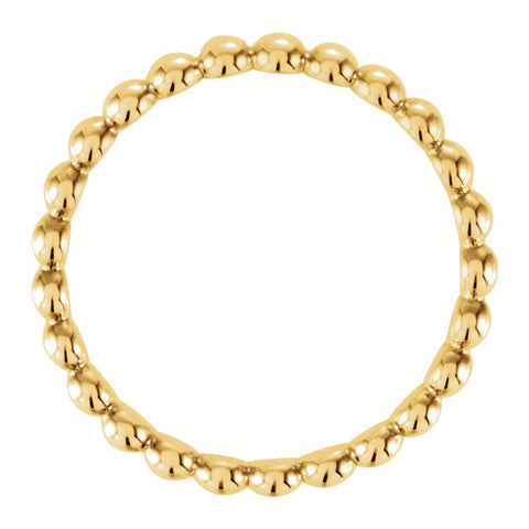 14k Yellow Gold 2.5mm Beaded Stackable Ring Size 6