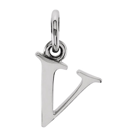 14k White Gold "v" Lowercase Initial Pendant