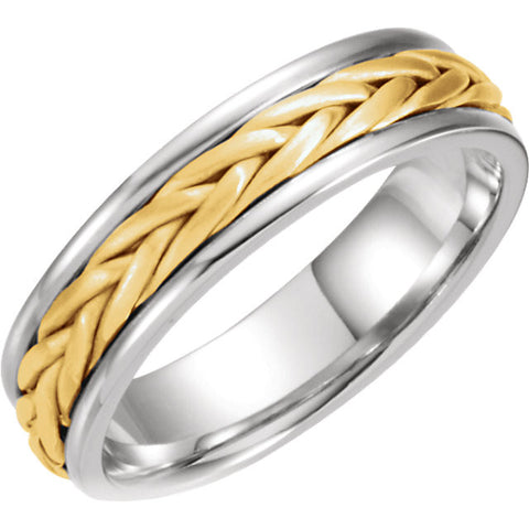 14K White & Yellow Gold 5 mm Hand Woven Band Size 10