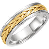 14K Two-Tone Gold 5mm Hand-Woven Band Size 10