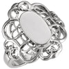 Signet with Filigree Design Ring in 14k White Gold ( Size 6 )