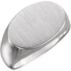 12.00X18.00 mm Men's Signet Ring with Brush Finished Top in 14k White Gold ( Size 10 )