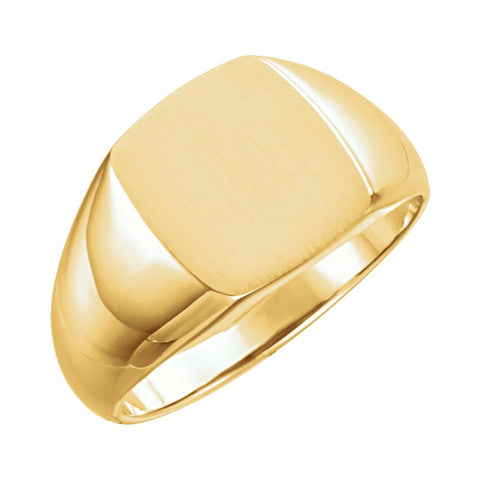 14k Yellow Gold 13x12mm Signet Ring, Size 11