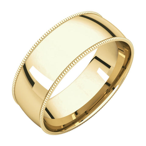 10k Yellow Gold 7mm Light Comfort Fit Milgrain Band , Size 11.5