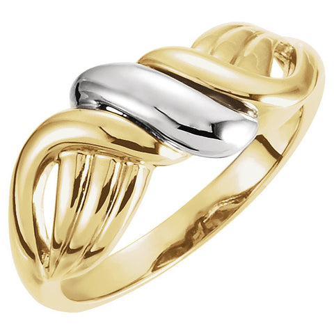 14k White/Yellow Gold Freeform Ring, Size 6