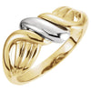 Two Tone Metal Fashion Ring in 14k White and Yellow Gold ( Size 6 )