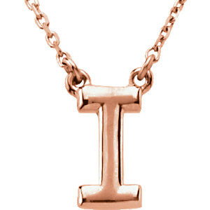 14k Rose Gold Letter "I" Block Initial 16" Necklace