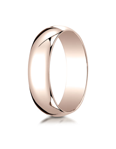 Benchmark 14K Rose Gold 6mm Slightly Domed Traditional Oval Wedding Band Ring (Sizes 4 - 15 )